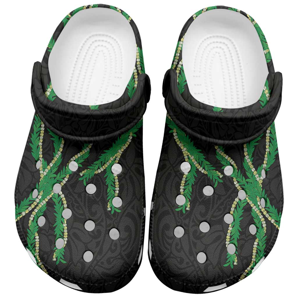 Hawaii Maile Lei Clogs Shoes Aloha Black Color LT03 Black - Polynesian Pride