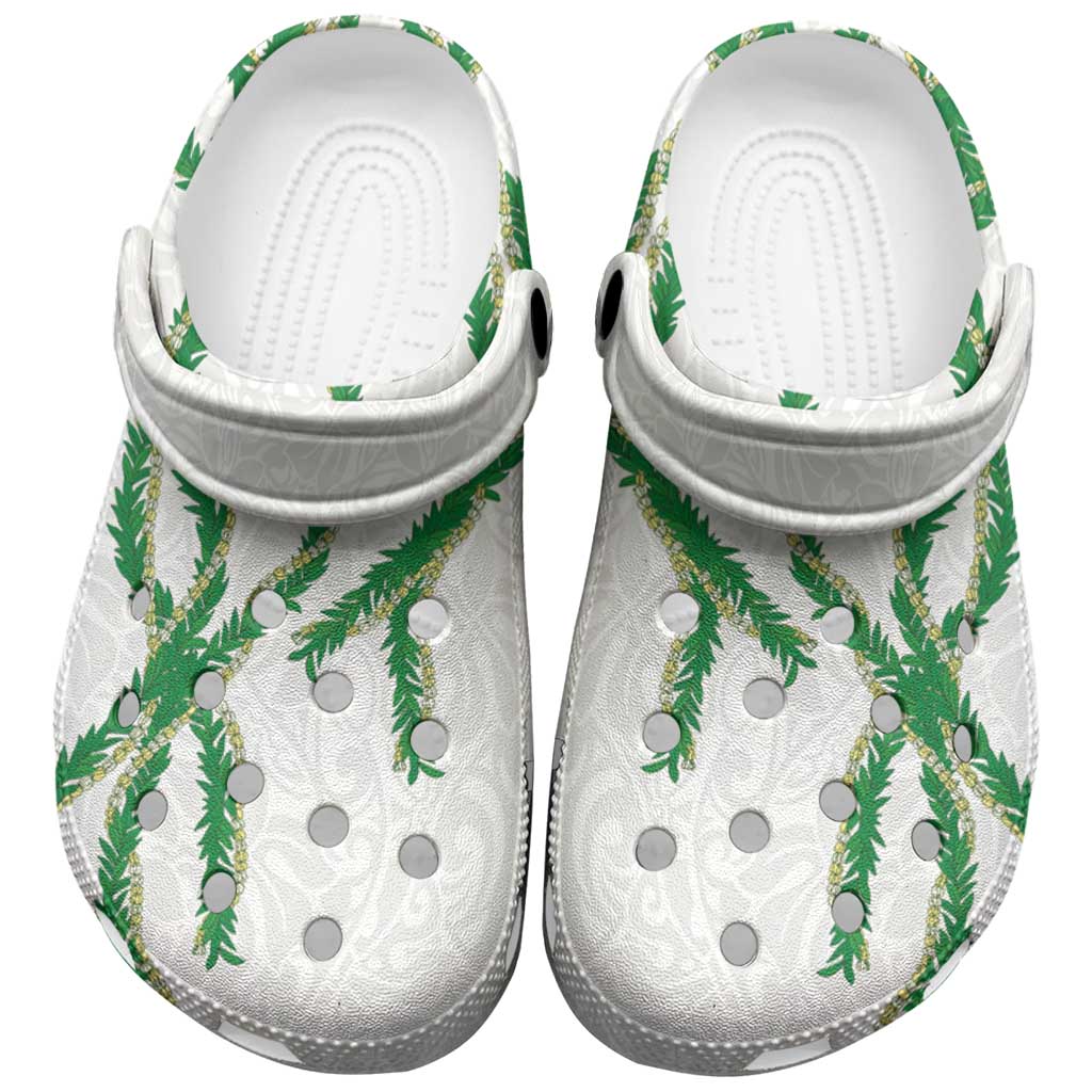 Hawaii Maile Lei Clogs Shoes Aloha White Color LT03 White - Polynesian Pride