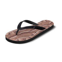 Hawaii Maile Lei Flip Flops With Brown Monstera Pattern LT05 - Polynesian Pride