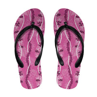 Hawaii Maile Lei Flip Flops With Pink Monstera Pattern LT05 Pink - Polynesian Pride