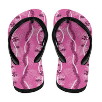 Hawaii Maile Lei Flip Flops With Pink Monstera Pattern LT05 - Polynesian Pride