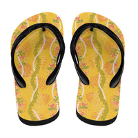 Hawaii Maile Lei Flip Flops With Yellow Monstera Pattern LT05 - Polynesian Pride