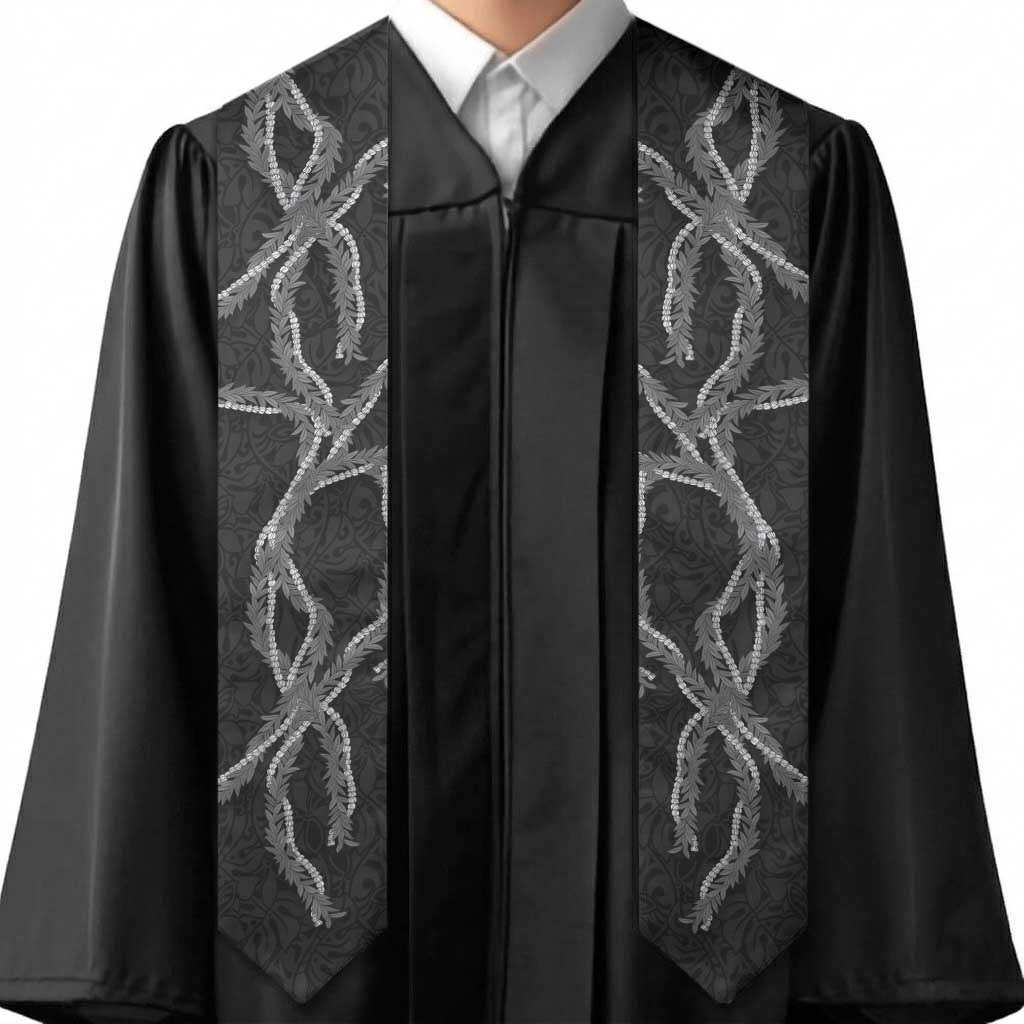 Hawaii Maile Lei Graduation Stole Aloha Grayscale Color LT03 - Polynesian Pride