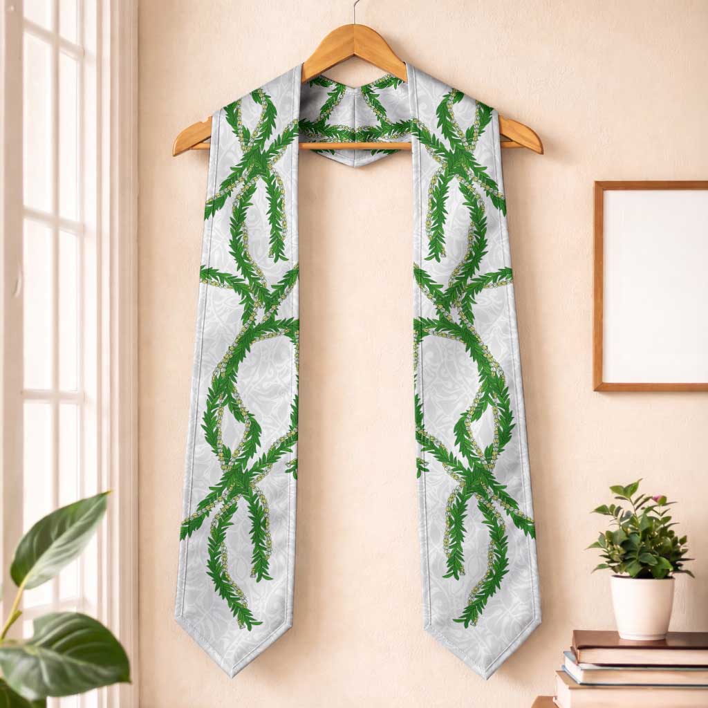 Hawaii Maile Lei Graduation Stole Aloha White Color LT03 One Size White - Polynesian Pride