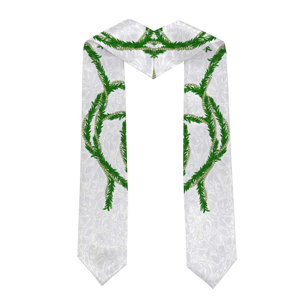 Hawaii Maile Lei Graduation Stole Aloha White Color LT03 - Polynesian Pride