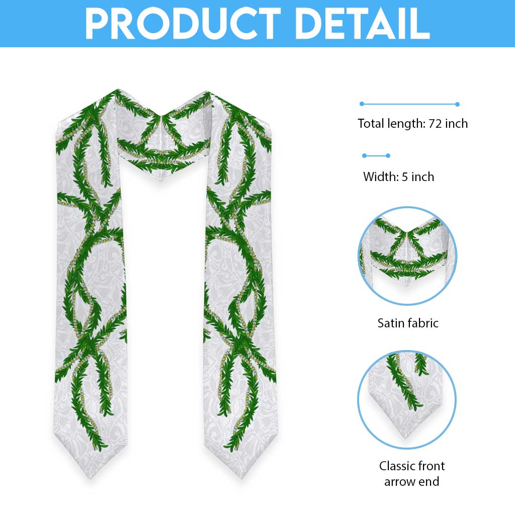 Hawaii Maile Lei Graduation Stole Aloha White Color LT03 - Polynesian Pride