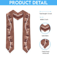 Hawaii Maile Lei Graduation Stole With Brown Monstera Pattern LT05 - Polynesian Pride