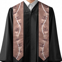 Hawaii Maile Lei Graduation Stole With Brown Monstera Pattern LT05 - Polynesian Pride