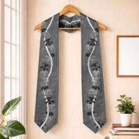 Hawaii Maile Lei Graduation Stole With Gray Monstera Pattern LT05 One Size Gray - Polynesian Pride