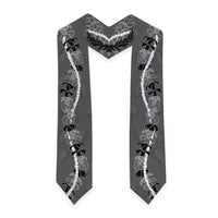 Hawaii Maile Lei Graduation Stole With Gray Monstera Pattern LT05 - Polynesian Pride