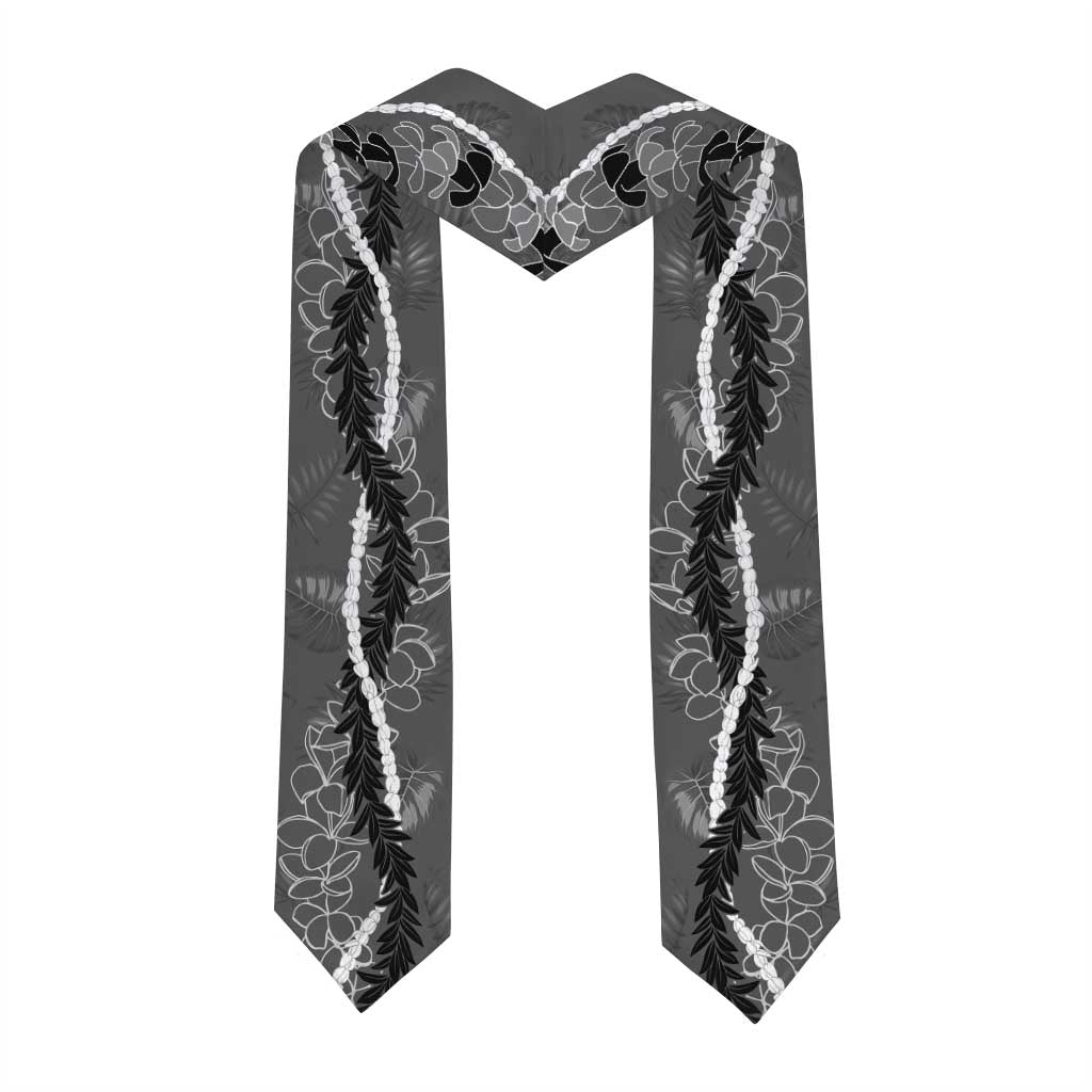Hawaii Maile Lei Graduation Stole With Gray Monstera Pattern LT05 - Polynesian Pride