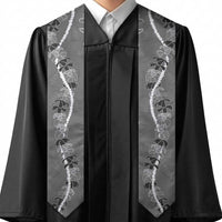 Hawaii Maile Lei Graduation Stole With Gray Monstera Pattern LT05 - Polynesian Pride