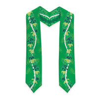 Hawaii Maile Lei Graduation Stole With Green Monstera Pattern LT05 - Polynesian Pride