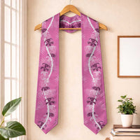 Hawaii Maile Lei Graduation Stole With Pink Monstera Pattern LT05 One Size Pink - Polynesian Pride
