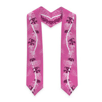 Hawaii Maile Lei Graduation Stole With Pink Monstera Pattern LT05 - Polynesian Pride