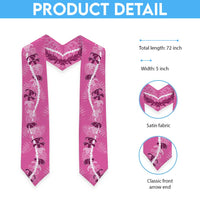 Hawaii Maile Lei Graduation Stole With Pink Monstera Pattern LT05 - Polynesian Pride