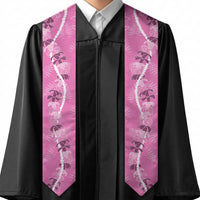 Hawaii Maile Lei Graduation Stole With Pink Monstera Pattern LT05 - Polynesian Pride
