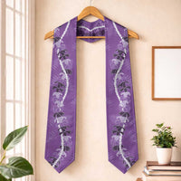 Hawaii Maile Lei Graduation Stole With Violet Monstera Pattern LT05 One Size Violet - Polynesian Pride