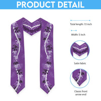 Hawaii Maile Lei Graduation Stole With Violet Monstera Pattern LT05 - Polynesian Pride