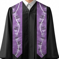 Hawaii Maile Lei Graduation Stole With Violet Monstera Pattern LT05 - Polynesian Pride
