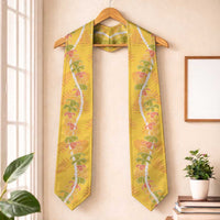 Hawaii Maile Lei Graduation Stole With Yellow Monstera Pattern LT05 One Size Yellow - Polynesian Pride