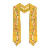 Hawaii Maile Lei Graduation Stole With Yellow Monstera Pattern LT05 - Polynesian Pride