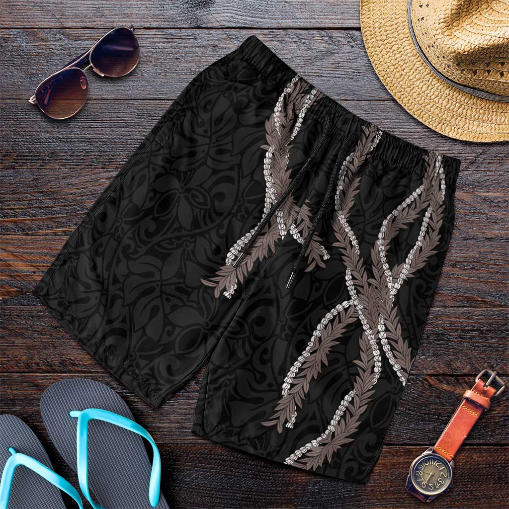 Hawaii Maile Lei Shorts for Men Aloha Grayscale Color LT03 Grey - Polynesian Pride