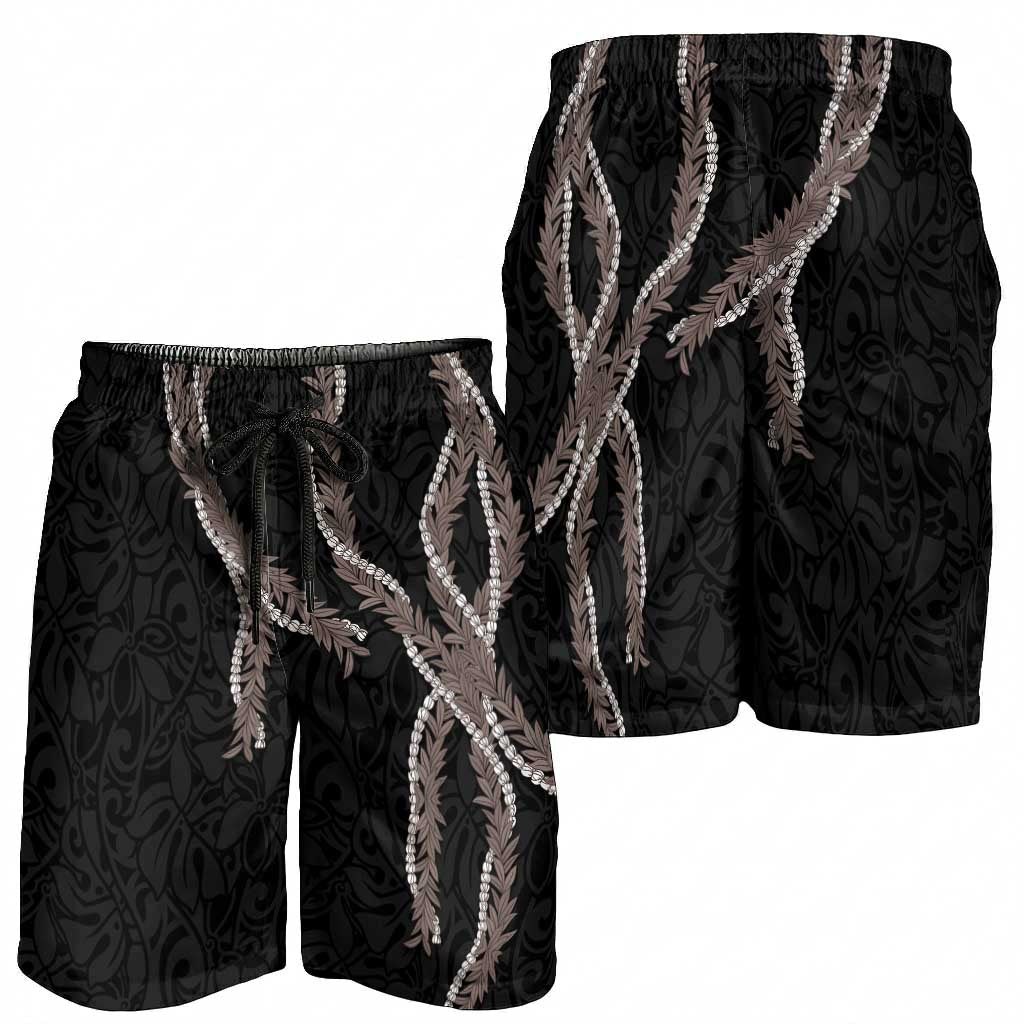 Hawaii Maile Lei Shorts for Men Aloha Grayscale Color LT03 - Polynesian Pride