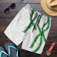 Hawaii Maile Lei Shorts for Men Aloha White Color LT03 White - Polynesian Pride