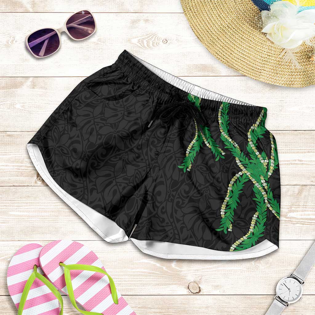 Hawaii Maile Lei Shorts for Women Aloha Black Color LT03 Black - Polynesian Pride