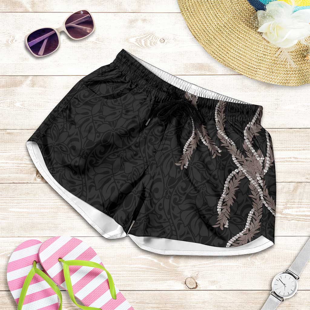 Hawaii Maile Lei Shorts for Women Aloha Grayscale Color LT03 Grey - Polynesian Pride