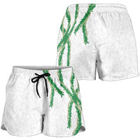 Hawaii Maile Lei Shorts for Women Aloha White Color LT03 - Polynesian Pride