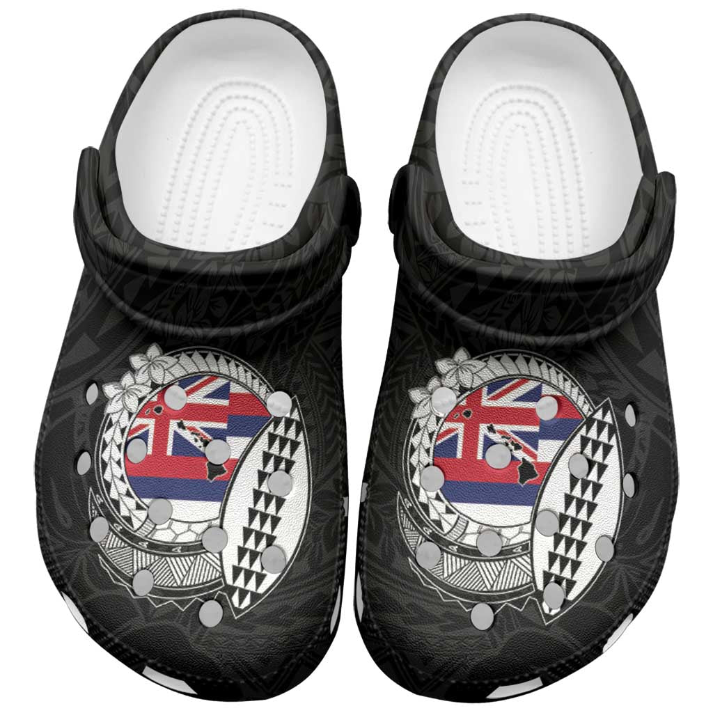 Hawaii Map Flag Spirit Clogs Shoes Flag Polynesian Pattern