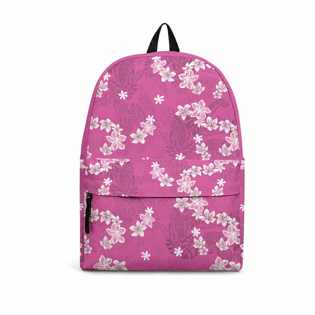 Hawaii Monstera Deliciosa Backpack Pink Plumeria Polynesian Pattern LT05 Pink - Polynesian Pride