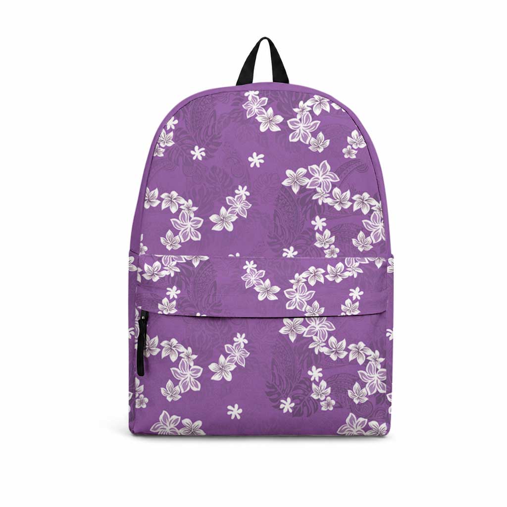 Hawaii Monstera Deliciosa Backpack Purple Plumeria Polynesian Pattern LT05 Purple - Polynesian Pride