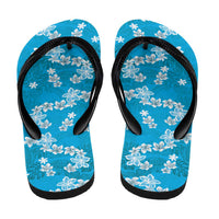 Hawaii Monstera Deliciosa Flip Flops Blue Plumeria Polynesian Pattern LT05 - Polynesian Pride