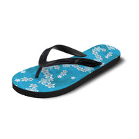 Hawaii Monstera Deliciosa Flip Flops Blue Plumeria Polynesian Pattern LT05 - Polynesian Pride