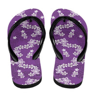 Hawaii Monstera Deliciosa Flip Flops Purple Plumeria Polynesian Pattern LT05 - Polynesian Pride