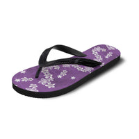 Hawaii Monstera Deliciosa Flip Flops Purple Plumeria Polynesian Pattern LT05 - Polynesian Pride