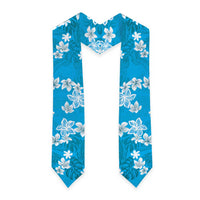 Hawaii Monstera Deliciosa Graduation Stole Blue Plumeria Polynesian Pattern LT05 - Polynesian Pride