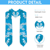 Hawaii Monstera Deliciosa Graduation Stole Blue Plumeria Polynesian Pattern LT05 - Polynesian Pride