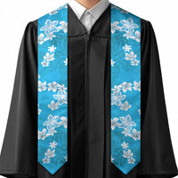 Hawaii Monstera Deliciosa Graduation Stole Blue Plumeria Polynesian Pattern LT05 - Polynesian Pride