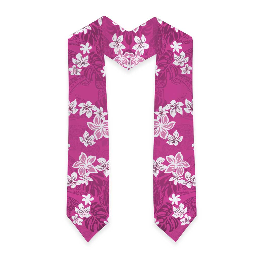Hawaii Monstera Deliciosa Graduation Stole Pink Plumeria Polynesian Pattern LT05 - Polynesian Pride