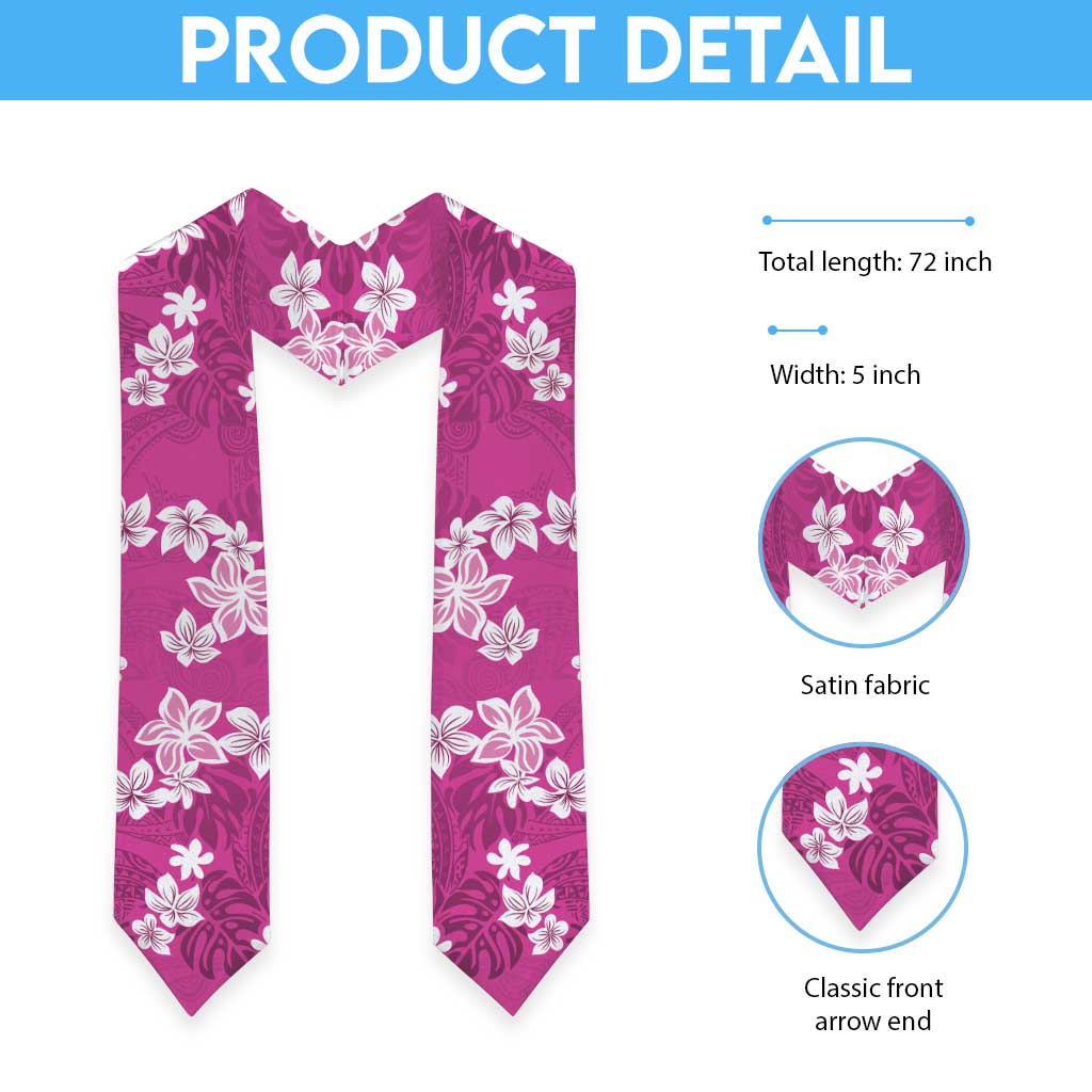 Hawaii Monstera Deliciosa Graduation Stole Pink Plumeria Polynesian Pattern LT05 - Polynesian Pride