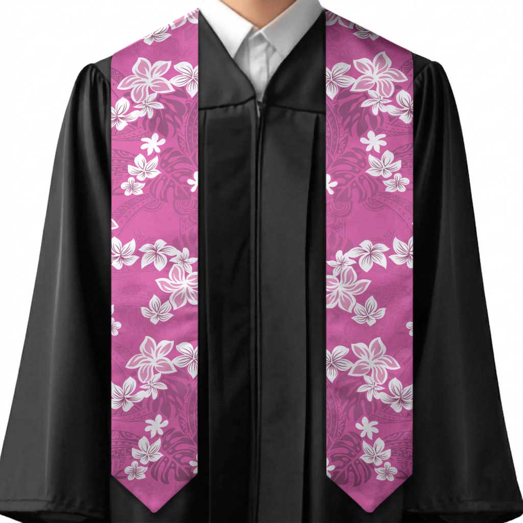 Hawaii Monstera Deliciosa Graduation Stole Pink Plumeria Polynesian Pattern LT05 - Polynesian Pride