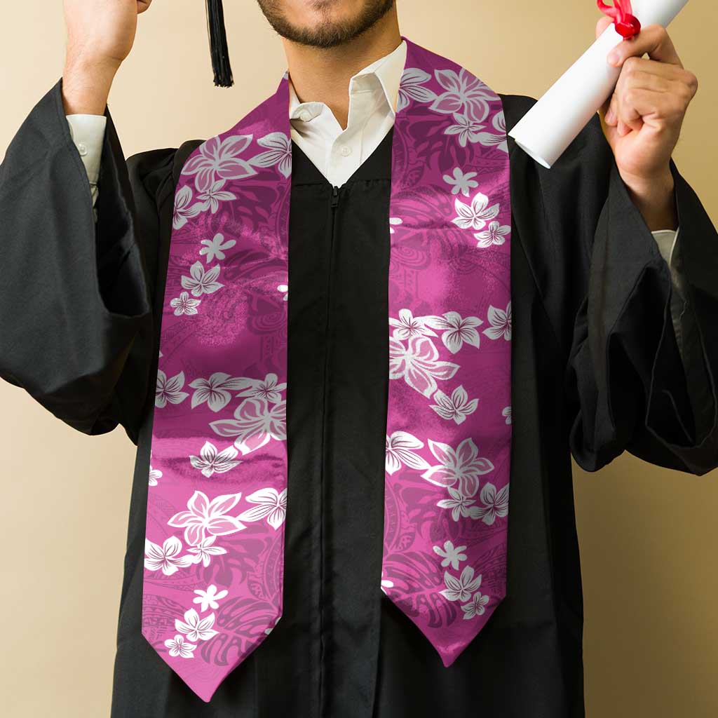 Hawaii Monstera Deliciosa Graduation Stole Pink Plumeria Polynesian Pattern LT05 - Polynesian Pride