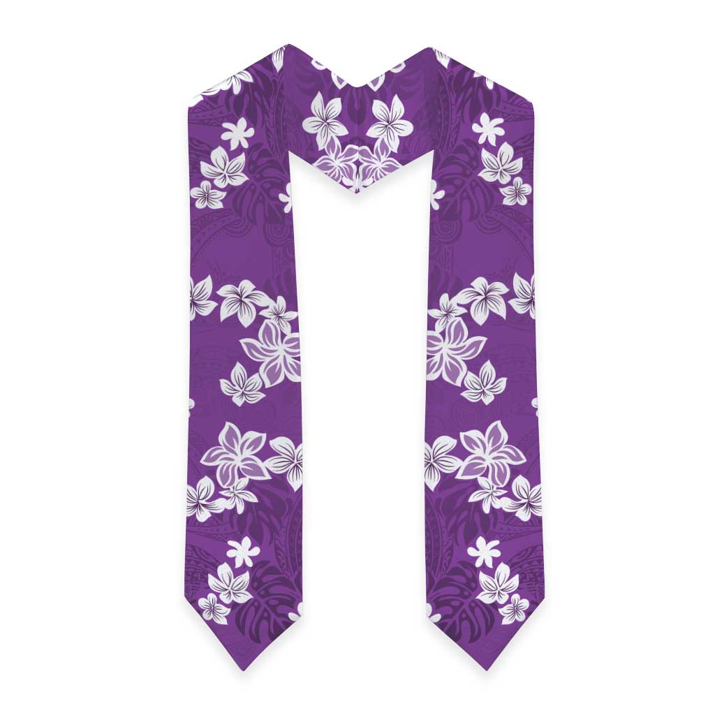Hawaii Monstera Deliciosa Graduation Stole Purple Plumeria Polynesian Pattern LT05 - Polynesian Pride