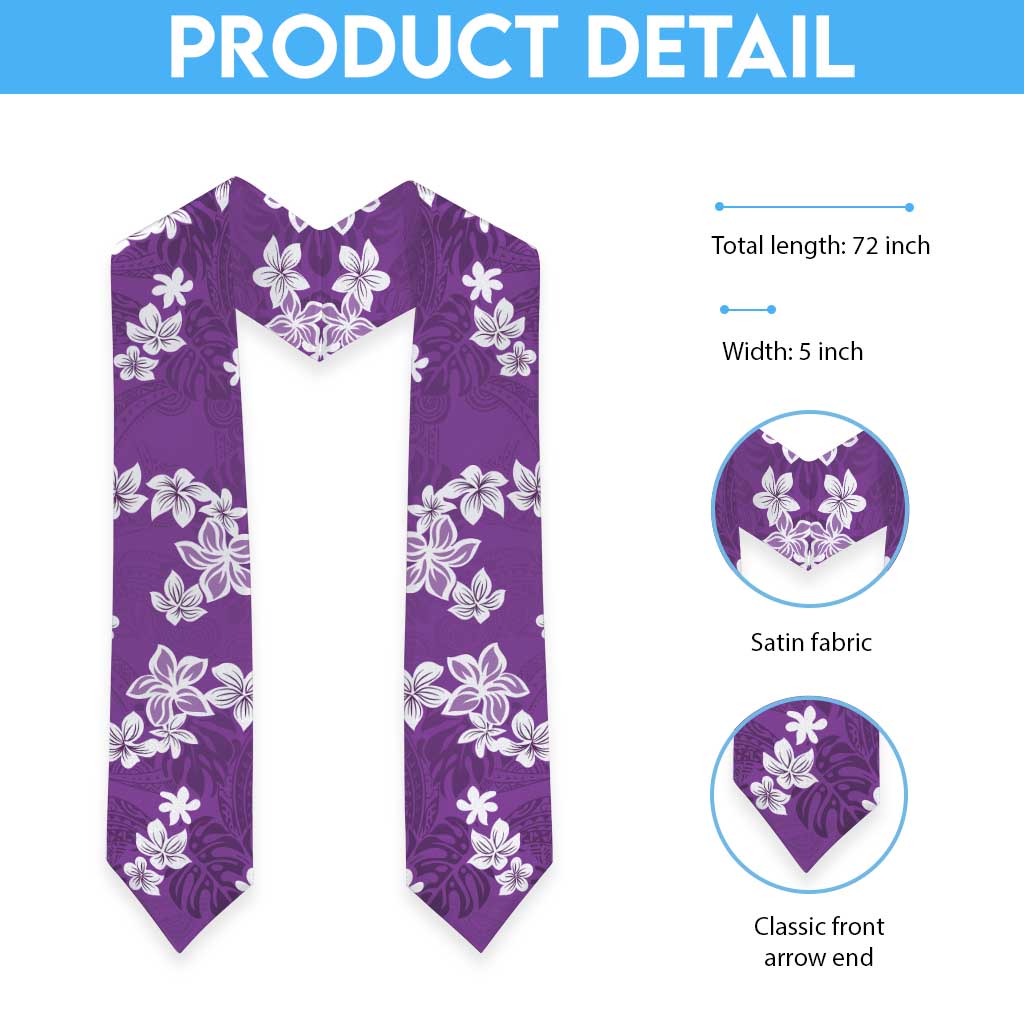 Hawaii Monstera Deliciosa Graduation Stole Purple Plumeria Polynesian Pattern LT05 - Polynesian Pride