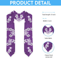 Hawaii Monstera Deliciosa Graduation Stole Purple Plumeria Polynesian Pattern LT05 - Polynesian Pride