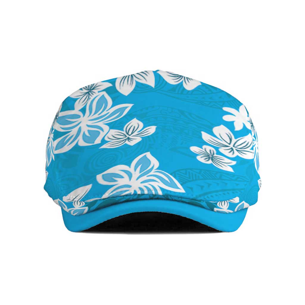 Hawaii Monstera Deliciosa Jeff Hat Blue Plumeria Polynesian Pattern - Polynesian Pride
